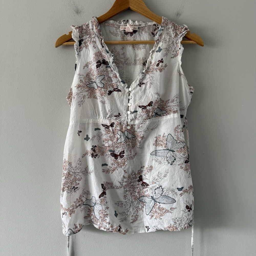 Forever 21 Sleeveless Top Womens M Cotton Y2K Butterfly Festival Coquette Girl